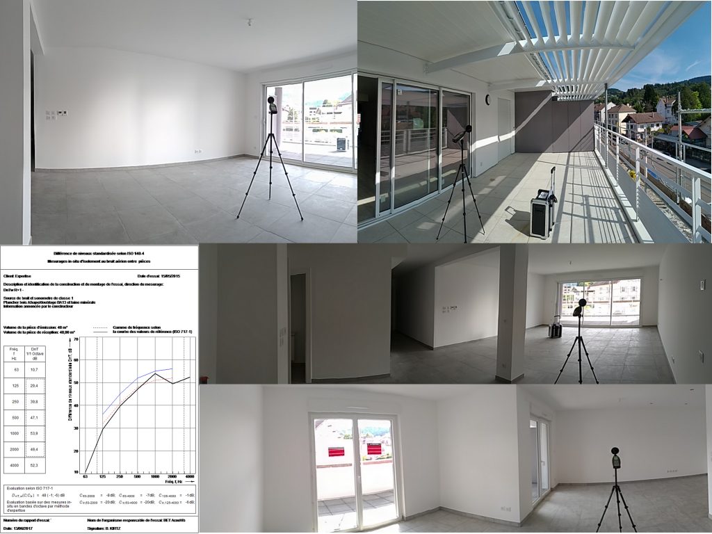 Exemples de mesures d'Isolation aux bruits aériens de facade et entre locaux